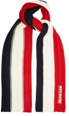 Tricolour Ribbed-knit Wool Scarf - Mens - Red