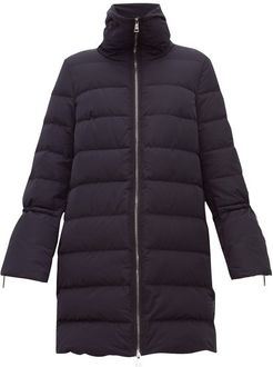 Belia Fluted-sleeve Quilted-down Coat - Womens - Navy