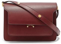 Trunk Medium Saffiano-leather Shoulder Bag - Womens - Burgundy