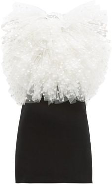Polka-dot Tulle And Velvet Mini Dress - Womens - White Black