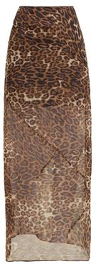 Ella Leopard-print Chiffon Slip Skirt - Womens - Leopard