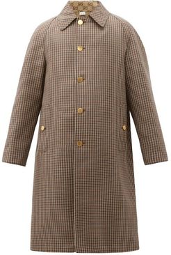 Reversible Gg And Houndstooth-wool Coat - Mens - Brown