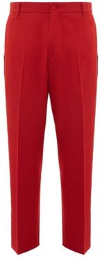 Straight-leg Logo-stripe Wool Trousers - Mens - Red