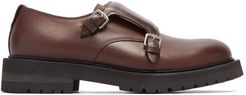 Chunky-sole Monk-strap Leather Shoes - Mens - Brown