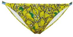 Halle Lemon-print Bikini Briefs - Womens - Yellow Multi