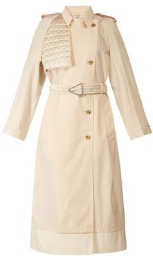 Contrast-panel Belted Trench Coat - Womens - Ivory