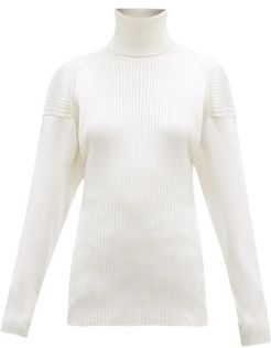 Cut-out Roll-neck Ribbed Silk Sweater - Womens - Ivory
