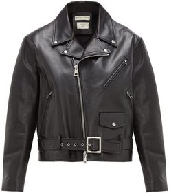 Leather Biker Jacket - Womens - Black