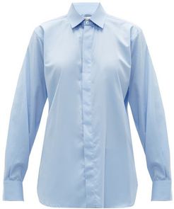 Oversized Cotton-chambray Shirt - Womens - Blue