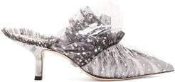 Antoinette Polka-dot Tulle & Pvc Mules - Womens - Black White