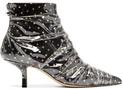 Antoinette Polka-dot Tulle & Pvc Ankle Boots - Womens - Black Gold