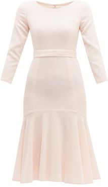 Iris Fluted Wool-crepe Midi Dress - Womens - Light Pink