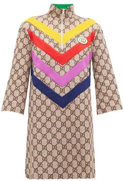 GG Supreme-jacquard Rainbow-appliqué Dress - Womens - Brown Multi