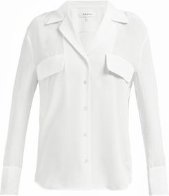 Silk V-neck Shirt - Womens - White