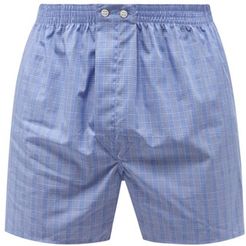 Classic Fit Checked-cotton Boxer Shorts - Mens - Blue Multi