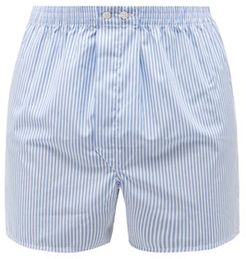 Candy-striped Cotton-poplin Boxer Shorts - Mens - Blue Multi