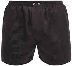 Woburn Satin-striped Silk Boxer Shorts - Mens - Black Multi