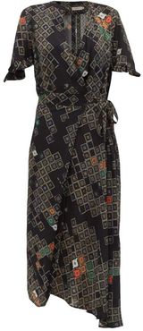 Bessara Geometric-print Wrap Dress - Womens - Black Multi