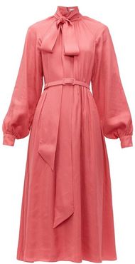 Heloisa Polka Dot-jacquard Crepe Midi Dress - Womens - Pink