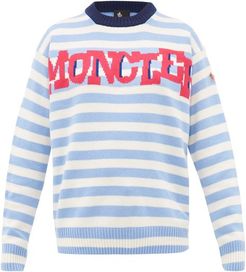 Logo-jacquard Striped Wool-blend Sweater - Womens - Blue Stripe