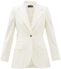 Single-breasted Wool-blend Crepe Suit Jacket - Womens - White