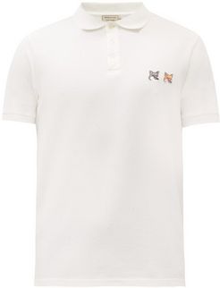 Fox-appliqué Cotton-piqué Polo Shirt - Mens - Cream