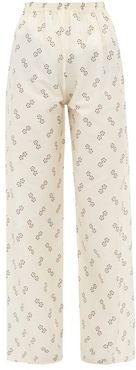 The Amanda Geometric-print Cotton-blend Trousers - Womens - Ivory Multi