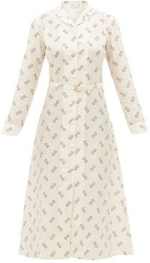 The Clara Geometric-print Cotton-blend Shirtdress - Womens - Ivory Multi