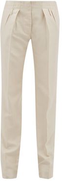 The Gastone Silk-blend Herringbone Twill Trousers - Womens - Ivory