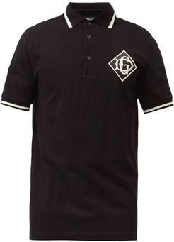 Monogram-patch Cotton-piqué Polo Shirt - Mens - Black