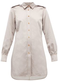 Kelsi Longline Cotton-blend Satin Shirt - Womens - Light Grey