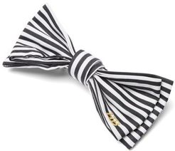 Striped-cotton Bow Hair Clip - Womens - Black White