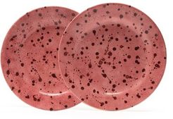 Set Of Two Small Splatter-print Plates - Dark Pink