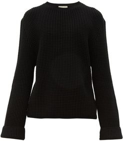 Cotton-blend Waffle-piqué Sweater - Mens - Black