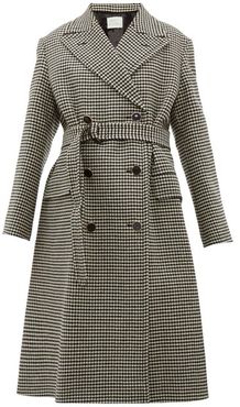 Double-breasted Houndstooth Wool Coat - Womens - Black Multi