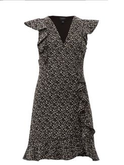 Ruffled Bouclé Mini Dress - Womens - Black Multi