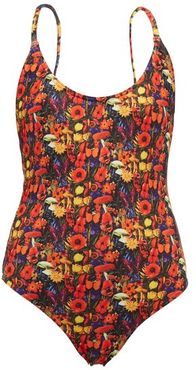 Holly Poppy-print Swimsuit - Womens - Black Multi