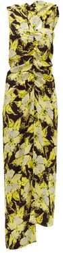 One-shoulder Floral-print Crepe Maxi Dress - Womens - Yellow Print