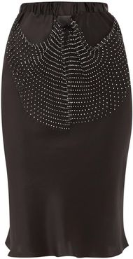 Crystal Net-trim Silk-charmeuse Skirt - Womens - Black