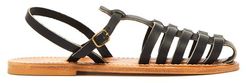 Adrien Caged Leather Slingback Sandals - Womens - Black