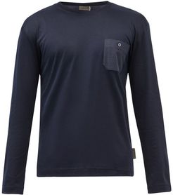 Cotton-blend Jersey Long-sleeved T-shirt - Mens - Navy