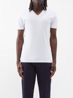 Pure Comfort V-neck Cotton-blend T-shirt - Mens - White
