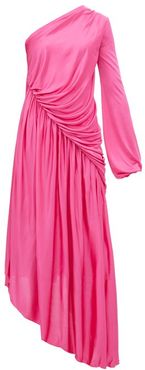 Asymmetric Gathered Dress - Womens - Pink