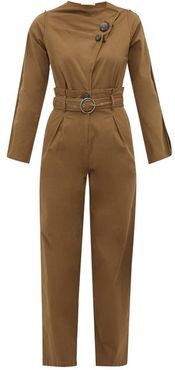 Scout Belted Cotton-blend Jumpsuit - Womens - Khaki