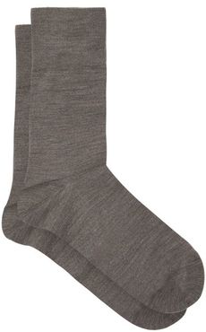 Airport Virgin Wool-blend Socks - Mens - Mid Grey