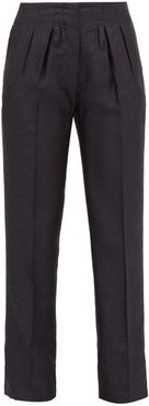 The Gastone Silk-blend Herringbone Trousers - Womens - Navy