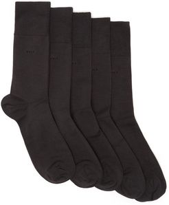 Pack Of Five Bamboo-blend Socks - Mens - Charcoal