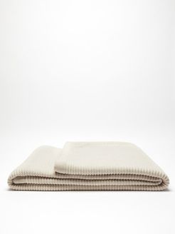 Rib-knitted Wool-blend Blanket - Cream