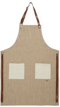 Leather-trimmed Canvas Apron - Beige