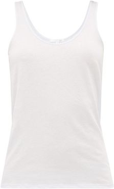 Scoop-neck Cotton-jersey Tank Top - Womens - Light Blue